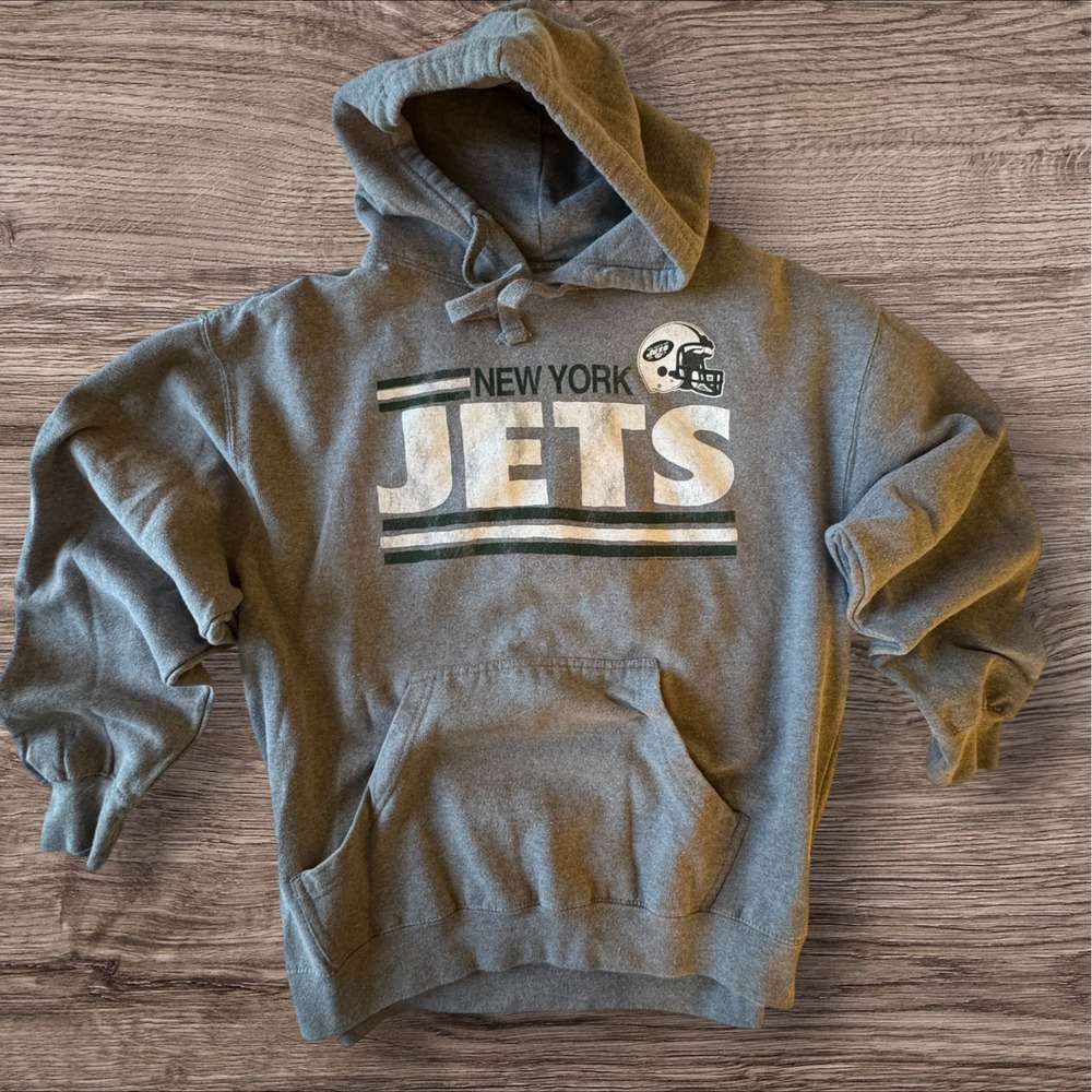 NFL Team Apparel New York Jets Hoodie XL Gray Graphic Pullover